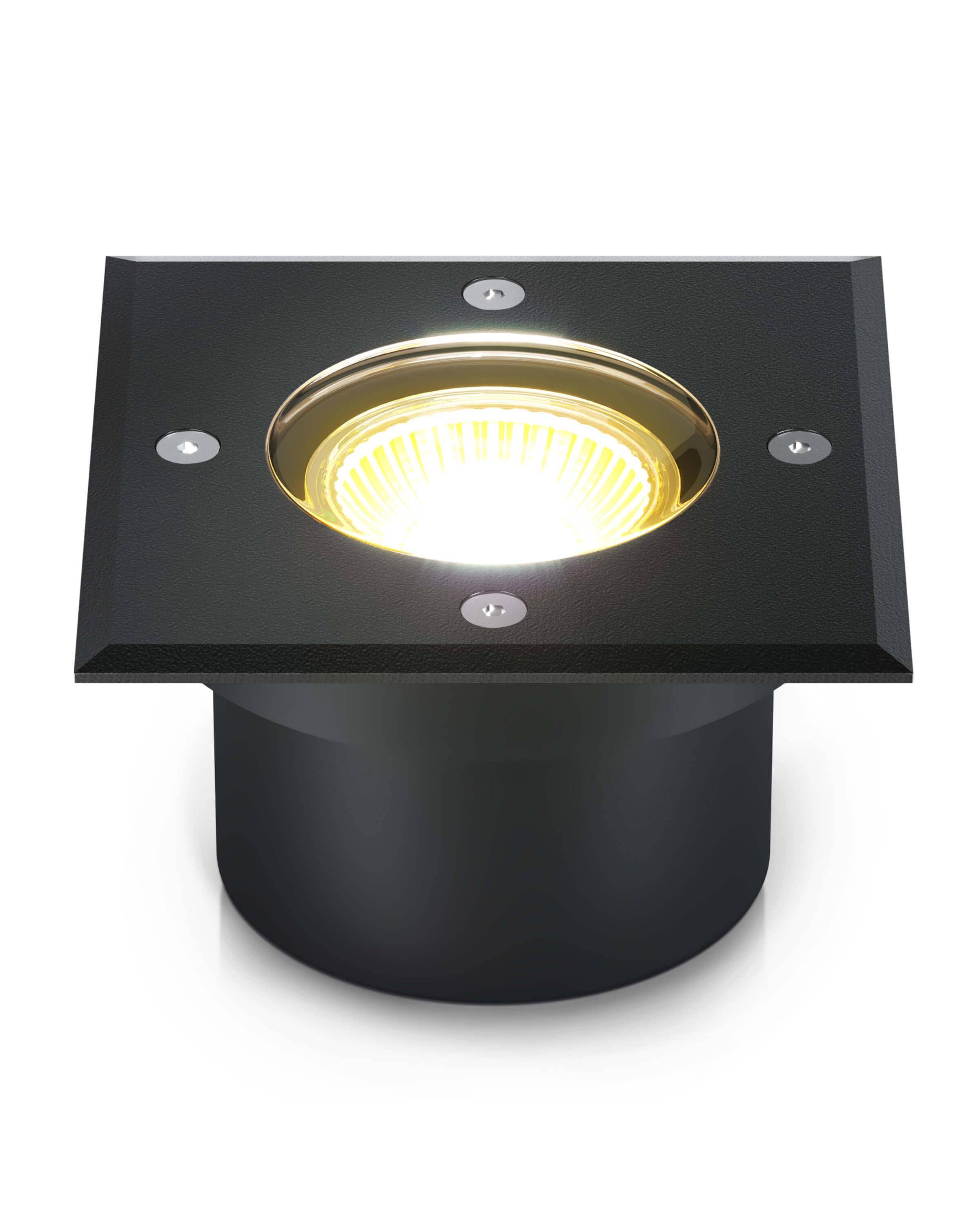 LED Bodenstrahler IP67 - flach, schwarz, eckig inkl. LED-Modul 230V 5W dimmbar