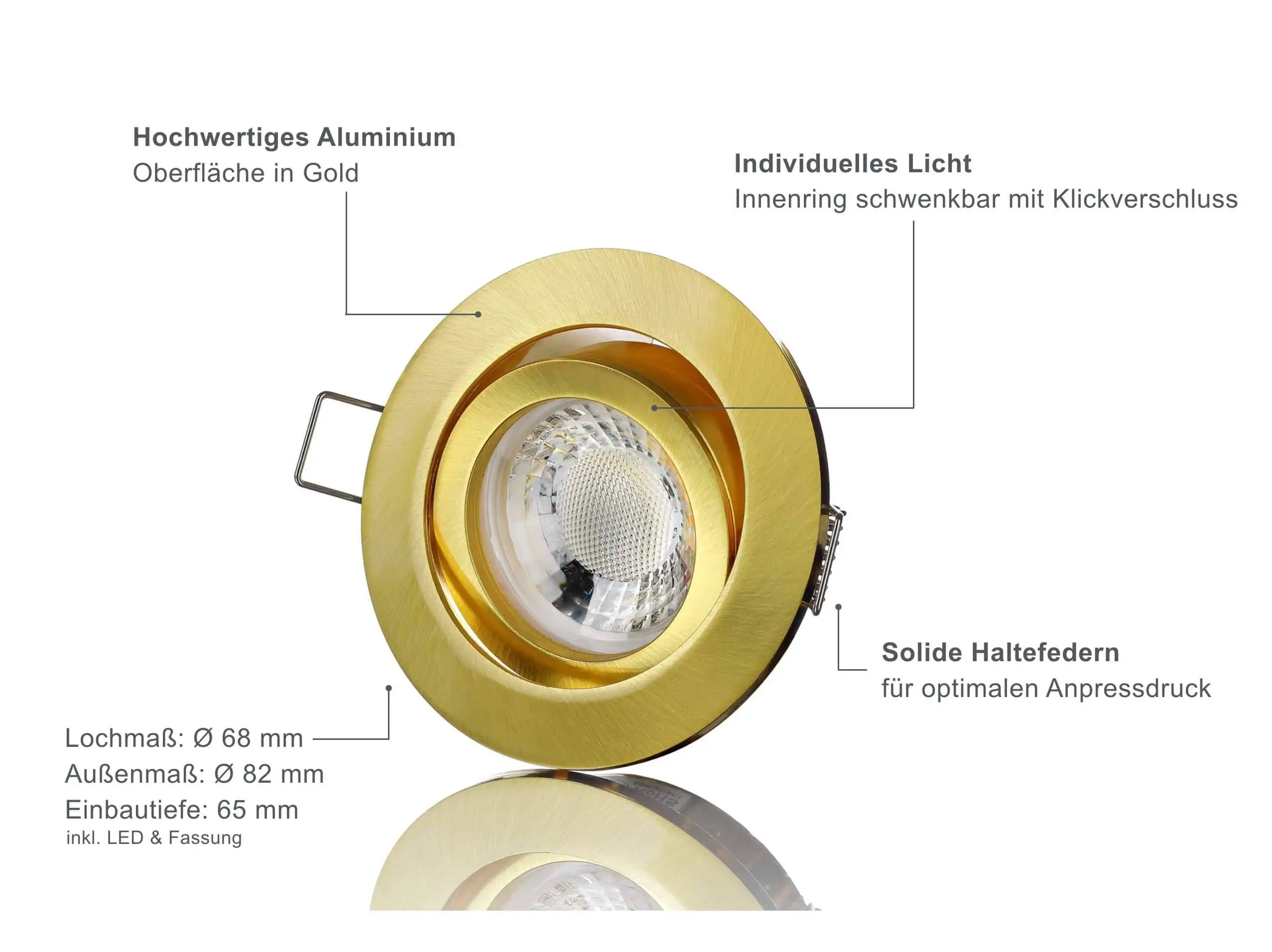 LED Einbaustrahler Dimmbar - Gold Rund 5W GU10 LED - Rapid