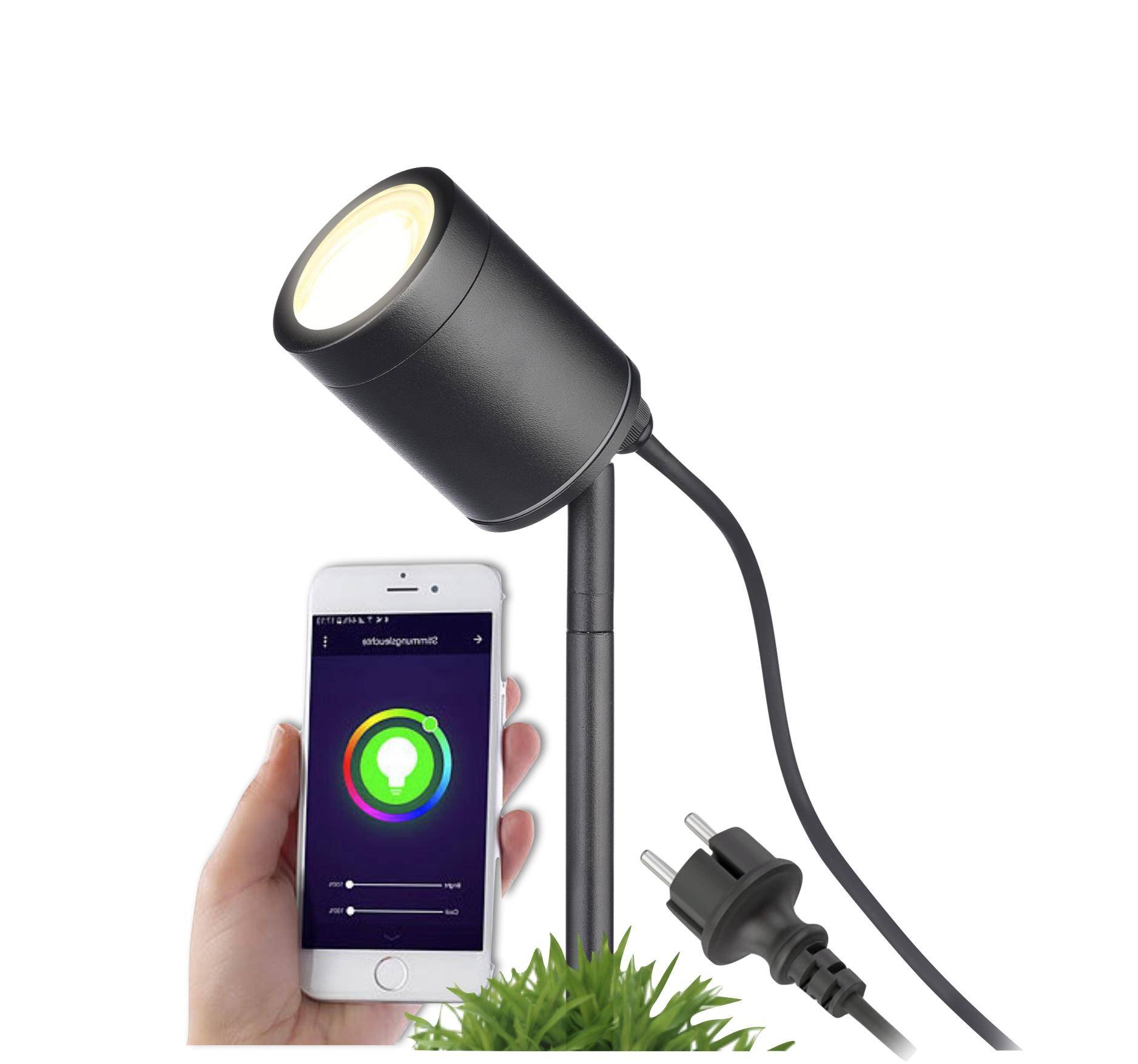 Smart Home Gartenstrahler IP67 mit Erdspieß inkl. LED RGB Farbwechsel per App