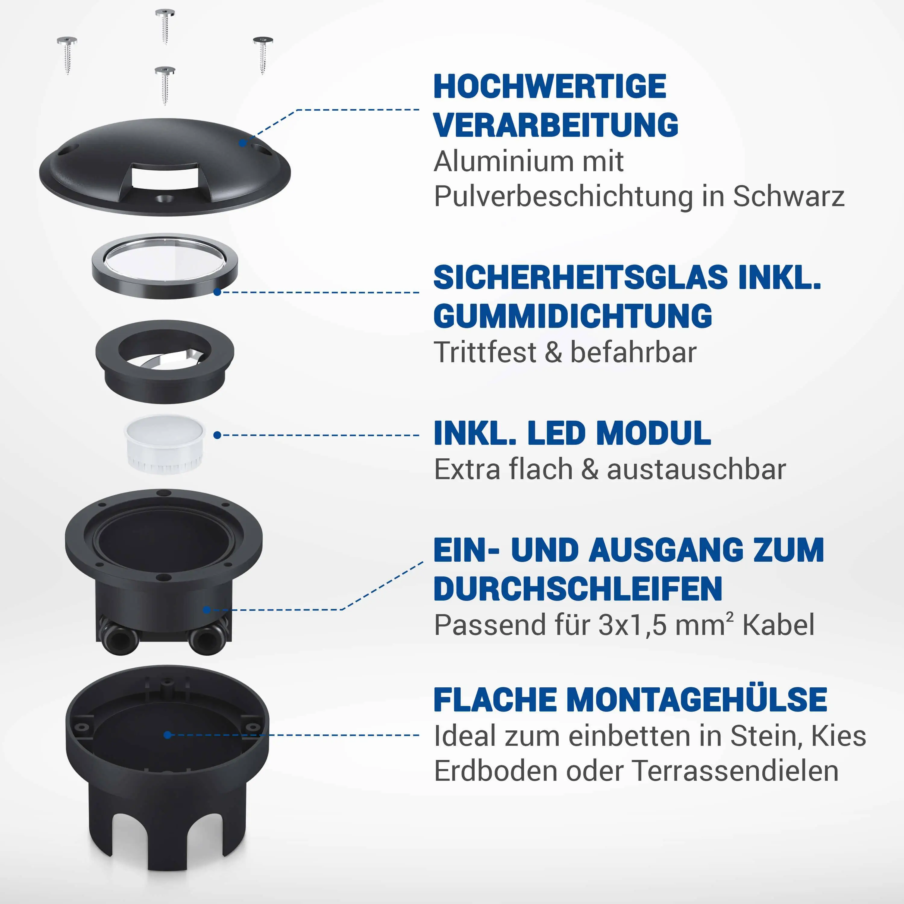 LED Bodenleuchte flach schwarz 1-flammig mit RGB Farbwechsel - Smart Home Alexa & Google