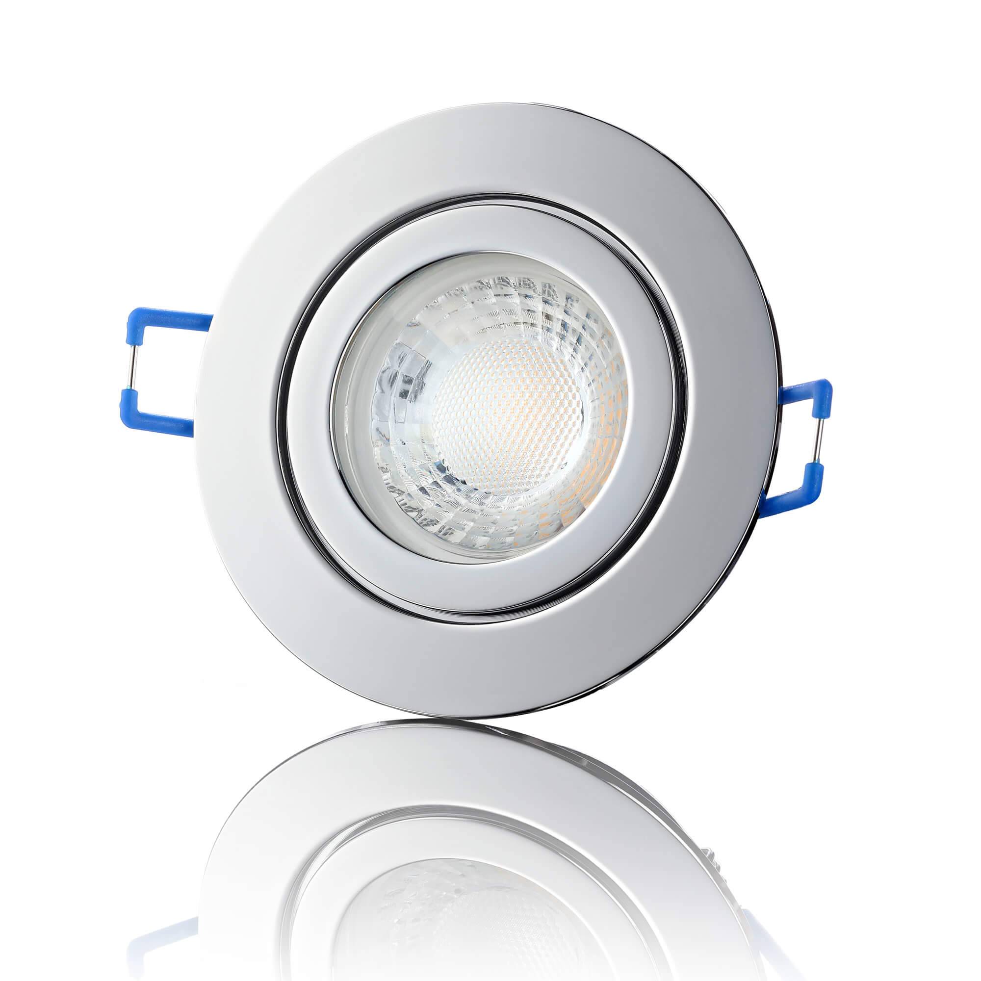 LED Einbaustrahler Flach IP44 - Chrom Rund 5W LED Dimmbar - Agua