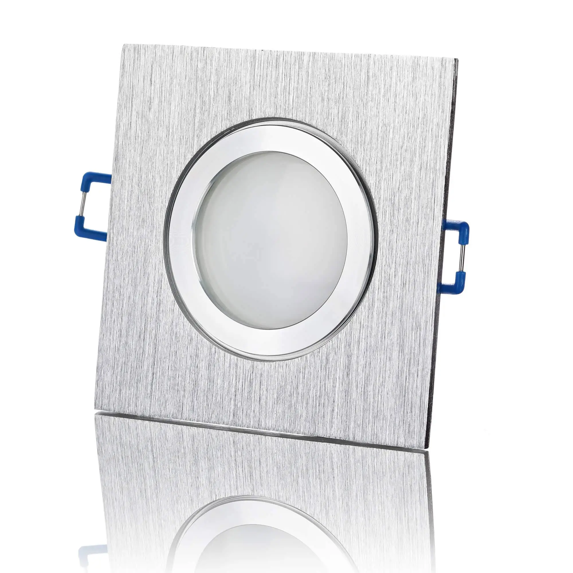 LED Einbaustrahler Flach IP44 - Alu gebürstet Eckig 5W Dimmbar 120° - Banja