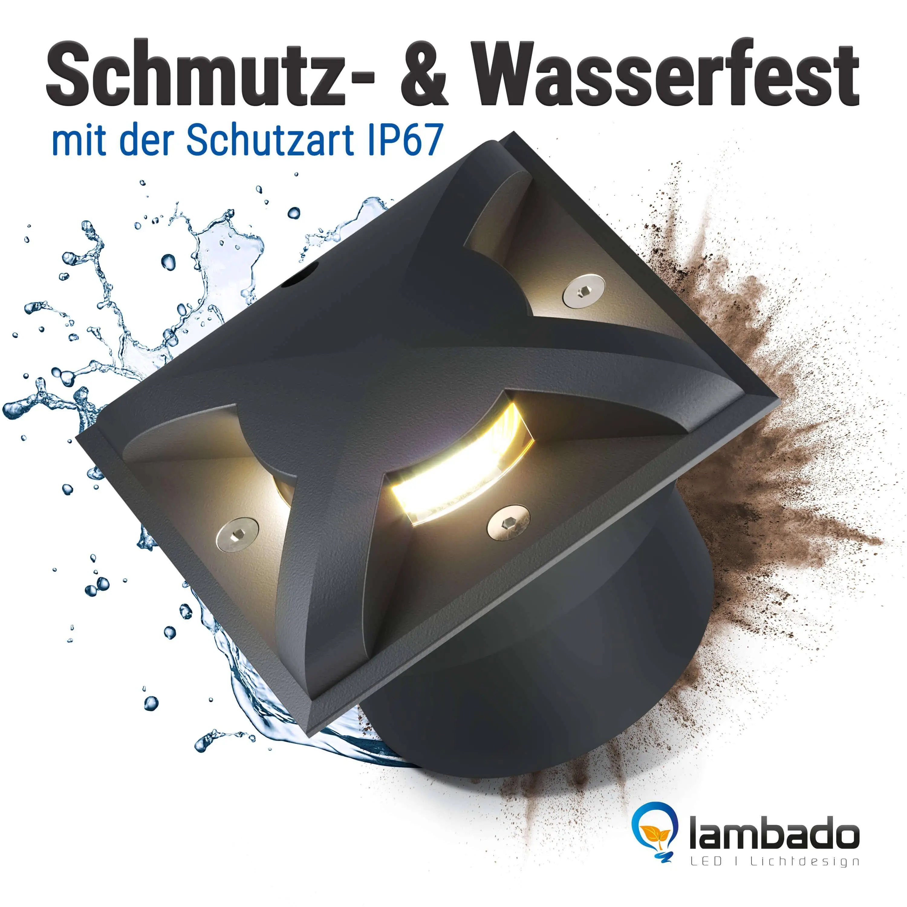 LED Bodenleuchte flach quadratisch in Schwarz 3-flammig inkl. LED 5W 230V