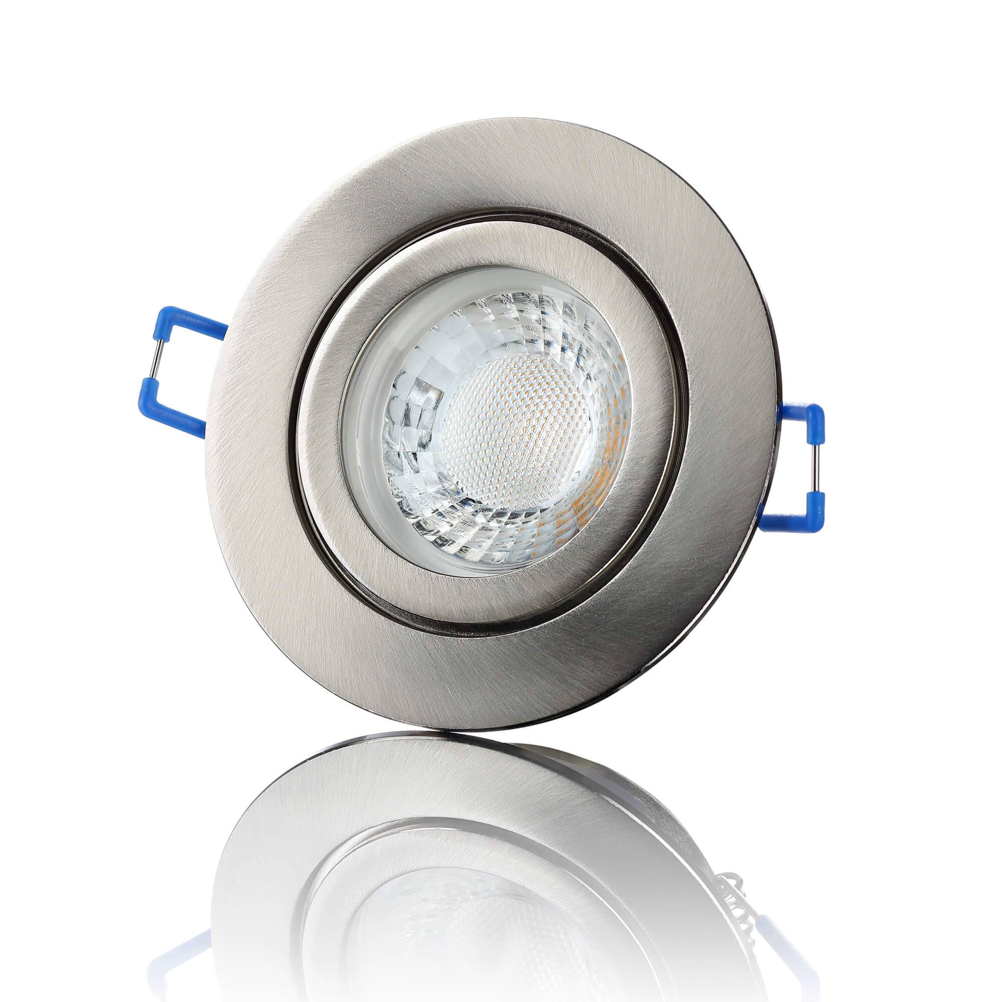 LED Einbaustrahler Flach IP44 - Edelstahl gebürstet Rund 5W LED Dimmbar - Agua